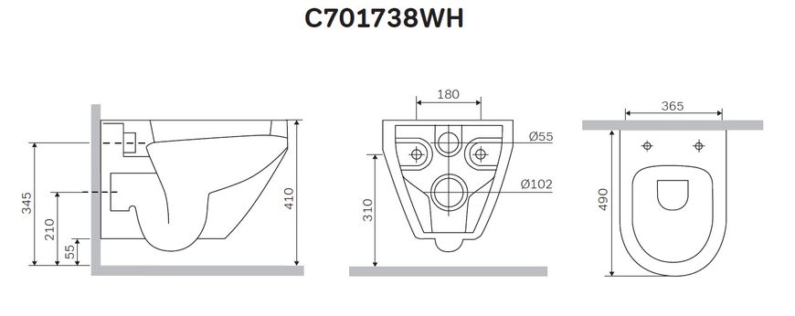 C701738SC Унітаз підвісний з сидінням мікроліфт Колекція: Spirit 2.0 4400 фото