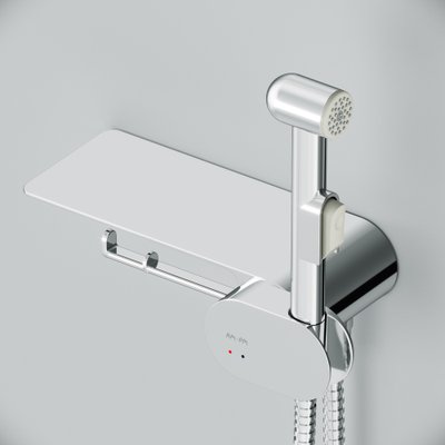 F0202600 Змішувач, який монтується у стіну з гігієнічним душем та поличкою Колекція: Like 4869 фото